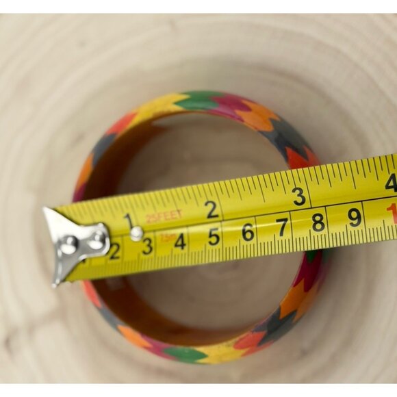 Vintage multicolored bowtie bangle Art Deco Wooden - Picture 7 of 7